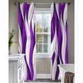 thumbnail image 4 of Purple White Moire Sheer Curtains 84 Inch Length 2 Panels Set for Living Room/Bedroom, Modern Abstract Art Kitchen Curtains with Grommet Semi-Sheer Curtains Drapes Voile Window Treatments 52"x84"x2, 4 of 7