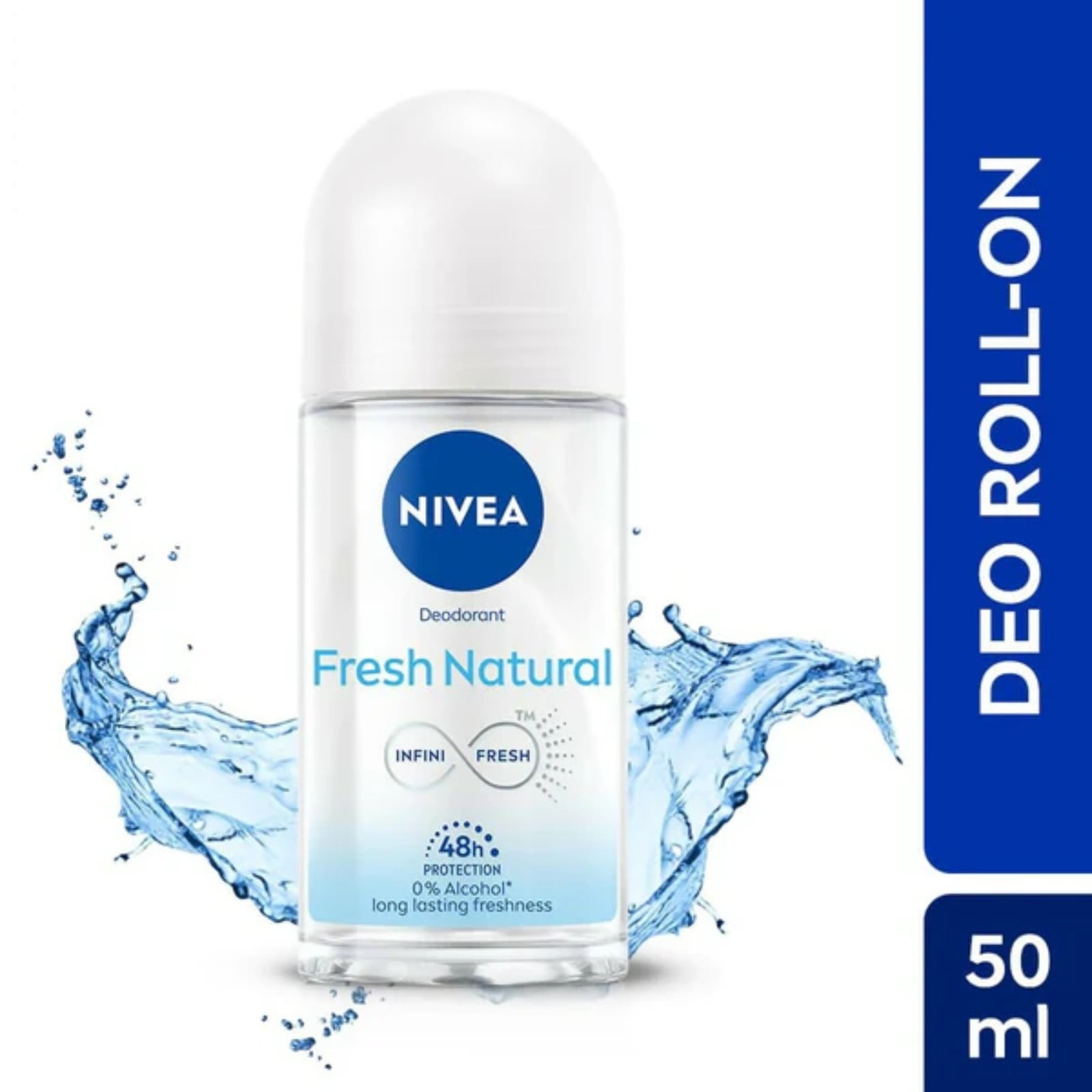 Nivea Fresh Natural Infini-Fresh Roll-On Deodorant Antibacterial 48 Hr.50ml 6-Pk