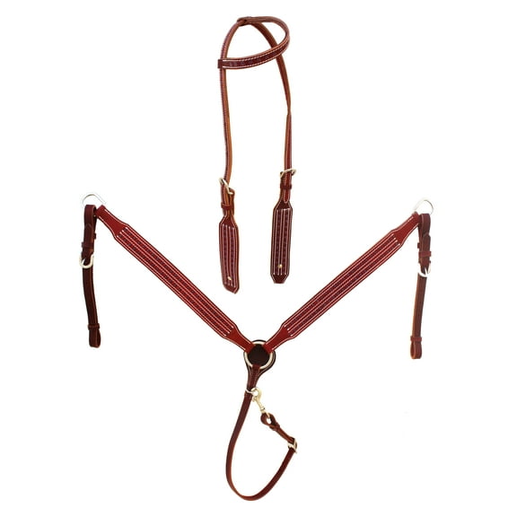 Horse Western Purple Buckstitch One Ear Bridle & Breast Collar Tack Set 78AD07A