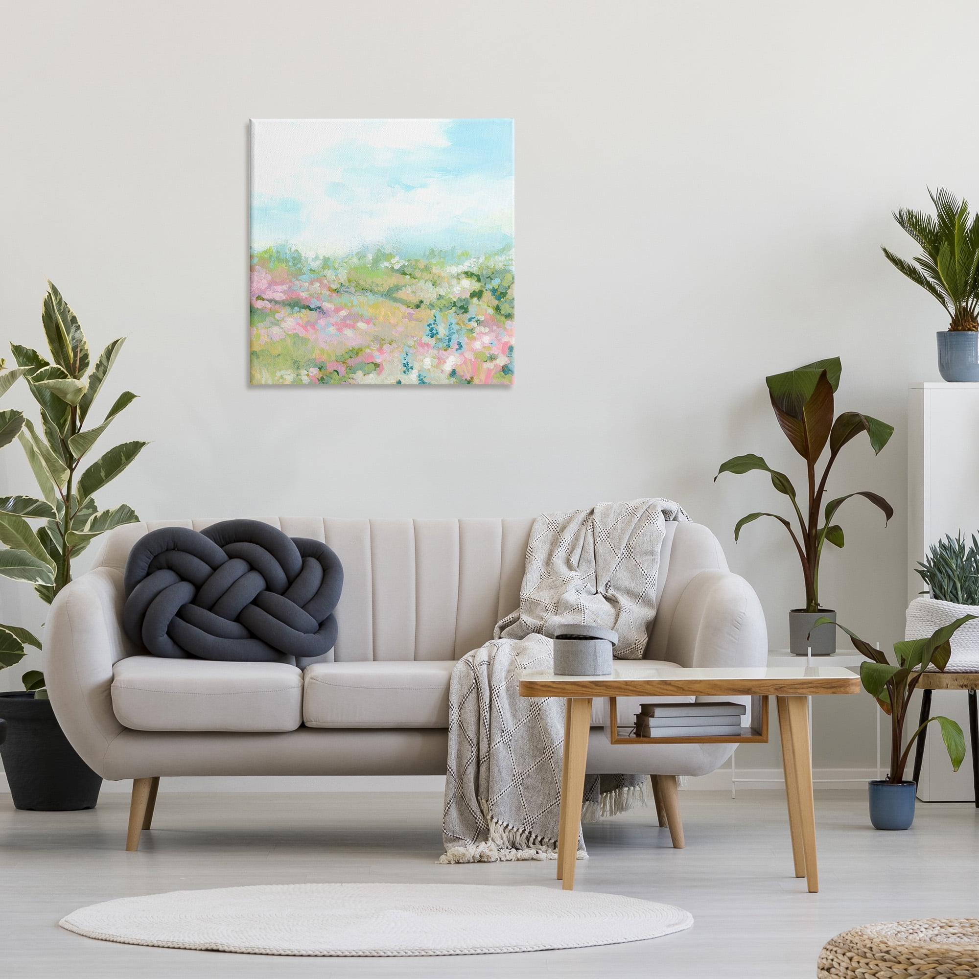 Stupell Industries Pastel Cloudy Meadow Landscape Painting Gallery Wrapped Canvas Art Print Wall Art, 30 x 30