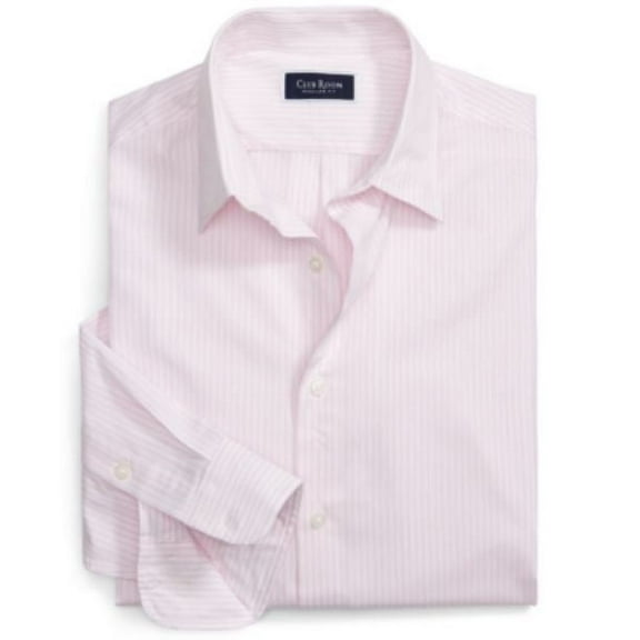 Club Room Men's Regular-Fit Stripe Dress Shirt Pink-Size S 15 32/33