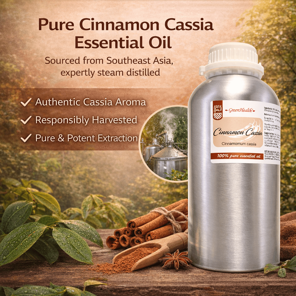 Cinnamon Cassia - 32 fl oz (946 ml) Aluminum Bottle w/Plug Cap - 100% Pure Essential Oil - GreenHealth