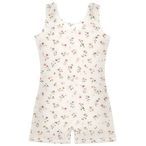 Gymnastics Leotard Sleeveless Pink Floral Stretchy Dance Bodysuit Breathable Athletic Ballet Yoga Outfit for Ages 3-14
