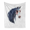 thumbnail image 1 of Watercolor Soft Flannel Fleece Throw Blanket, Oriental Horse Portrait with a Big Mane Ethnic, Cozy Plush for Indoor and Outdoor Use, 60" x 80", Indigo Multicolor, by Ambesonne, 1 of 5