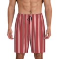 thumbnail image 1 of Vsdgher Shorts de Pyjama pour Hommes à Rayures Rouges et Blanches, Bas de Détente, Shorts de Sommeil, Taille Élastique, Légers, avec Poches-Moyen, 1 of 6