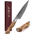 thumbnail image 1 of HEZHEN 5 inch Utility Knife Kitchen with Razor Sharp- Damascus Steel with Rose Pattern Multifunctional VG10 Professional Paring-Fruit Knife- Master Series Ergonomic Figured Sycamore Wood Handle, 1 of 8