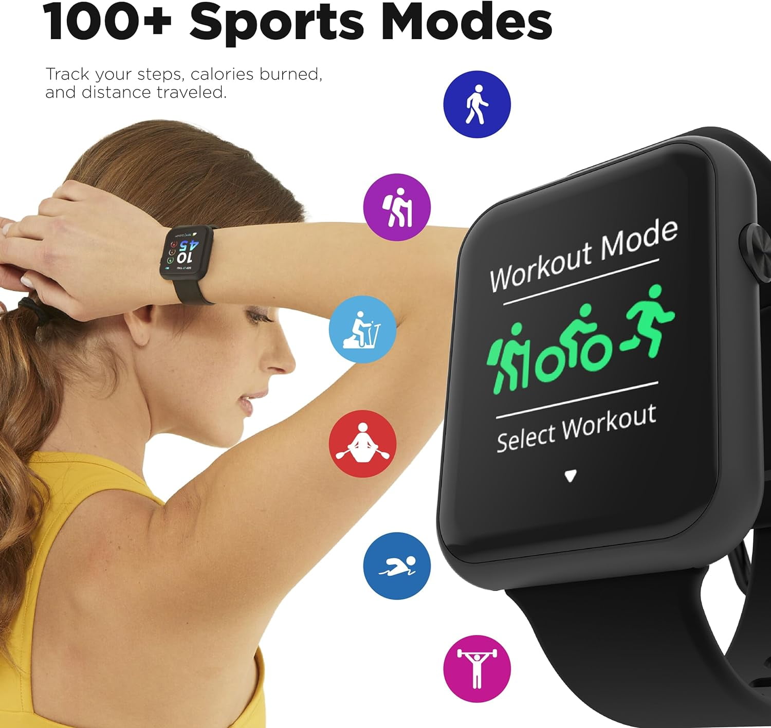 iTouch Air 4 Smartwatch, 46mm Black Case with Black Silicone Band