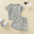 thumbnail image 6 of Sngxgn Toddler Baby Boy Fall Outfit Sweatshirt Tops with Elastic Waist Pants Cute Clothes(Grey,110), 6 of 7