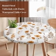 thumbnail image 4 of Brown Spring Floral Round Tablecloth, Fitted Table Cover with Elastic for 45"-54" Round Tables, Flowers Botanical Elegant Pastoral Table Cloth Outdoor Indoor Dinning Party Waterproof Tablecloths, 4 of 7