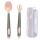 thumbnail image 1 of Sistemas de las bifurcaciones de las cucharas de los utensilios del bebé con el caso seguro del viaje, doblable resistente al calor del apretón fácil, 1 of 5