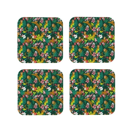 

Tideii Cute Tribal Leopards for Leather Coasters 4 Pieces Anti-fouling and Anti-scalding Decorative Coasters Suitable for Restaurants Kitchens Coffee Shops-Square