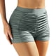 thumbnail image 2 of Prolriy - Bañador corto para mujer, talla grande, cintura alta, tipo slip de playa, fruncido, corte alto, cobertura completa, para yoga, deportivo, color gris, talla XL, 2 of 6