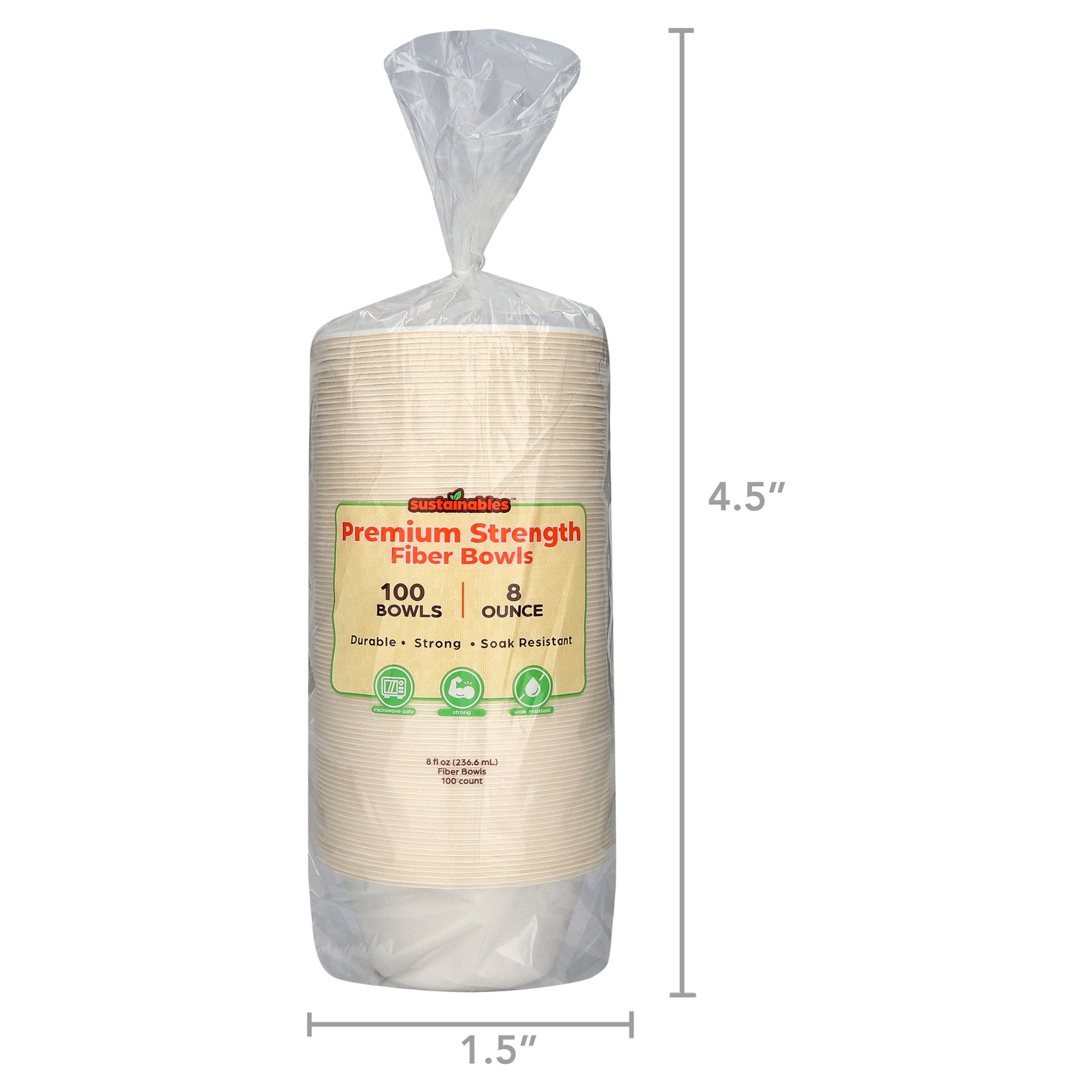 Heavy Duty Sustainables Premium Bowls 100ct, 8oz, Compostable, Eco-Friendly, Sugarcane