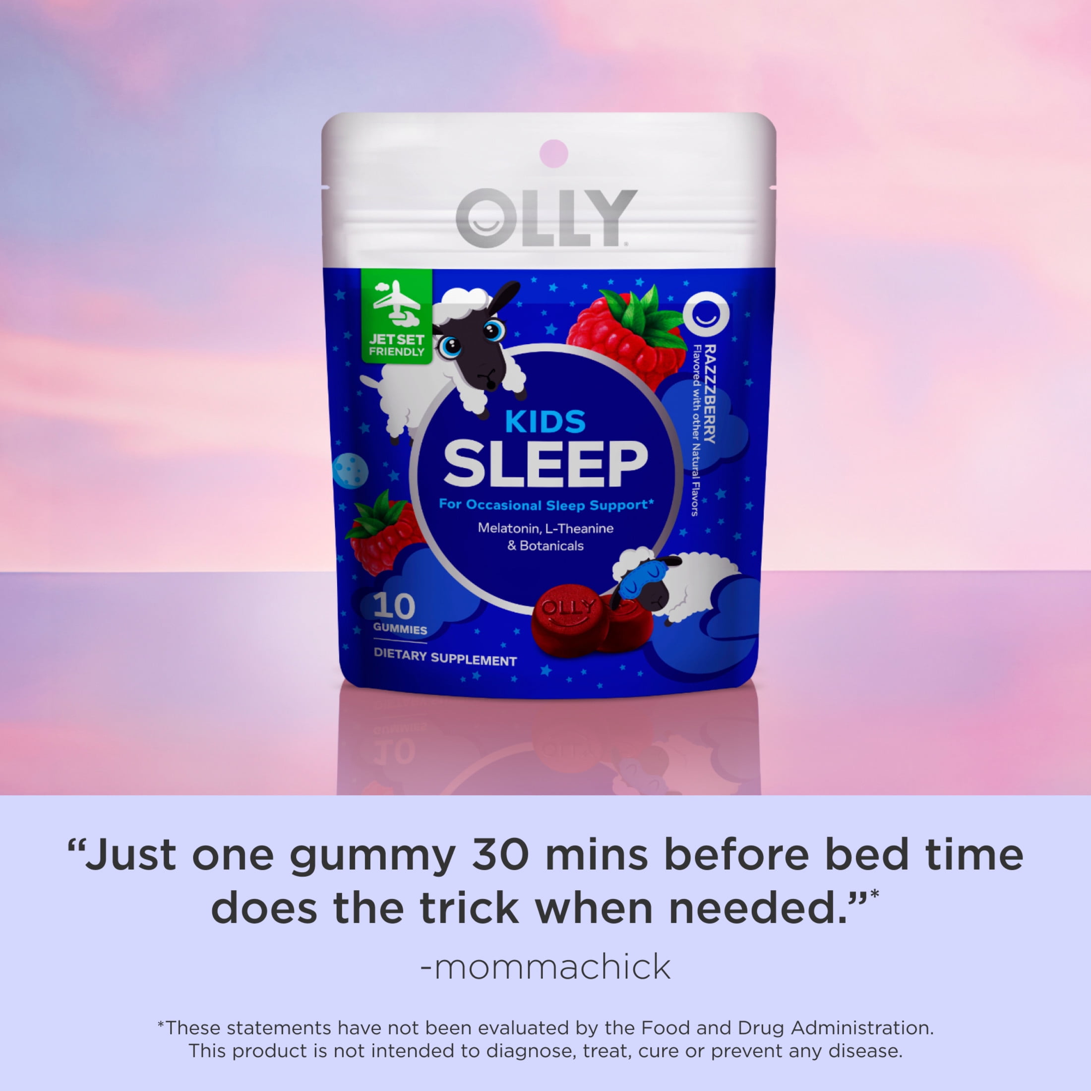 OLLY Kids Sleep Gummies Ages 4+, 1 mg Melatonin per 2 gummies serving, Occasional Sleep Support*, 10 Count