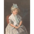 thumbnail image 2 of Anthony Oberman 15x18 Black Ornate Wood Framed Double Matted Museum Art Print Titled - Portrait of a Girl Sitting with a Fan (1804), 2 of 5