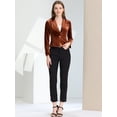 thumbnail image 3 of INSPIRE CHIC Chaqueta De Traje De Oficina De Negocios Con Solapa Y 1 Botón De Terciopelo Para Mujer marrón M, 3 of 5