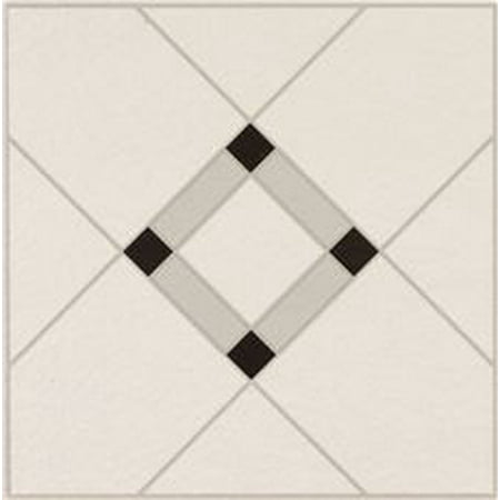 Armstrong Lattice Lane Units Residential No-Wax Self-Adhesive Vinyl Floor Tile, Black/White, 12X12 In., .045