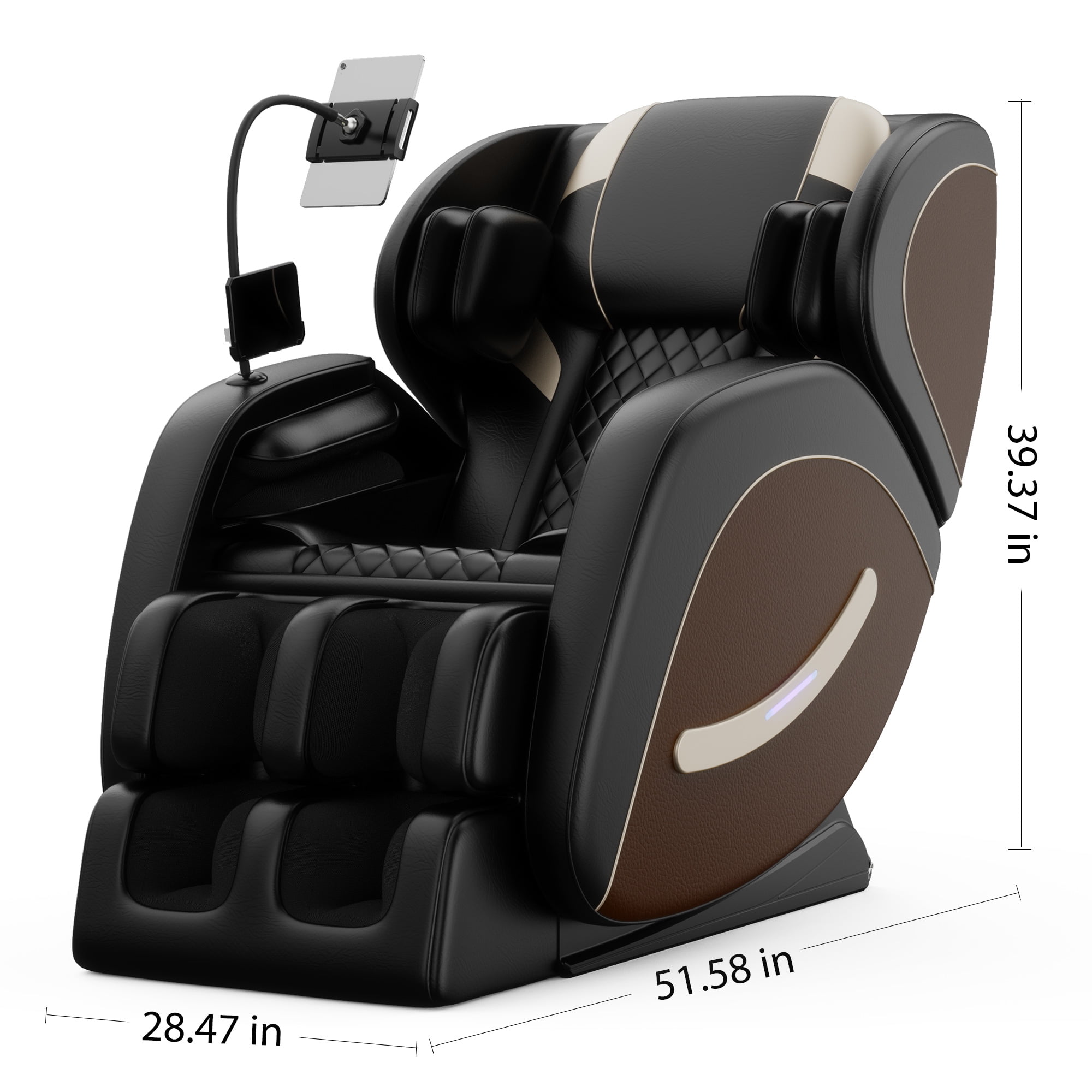 AENKYO Zero Gravity Full Body Massage Chair Recliner Includes Heating, Airbags, Bluetooth Speaker, Foot Roller, and Touch Screen Brown