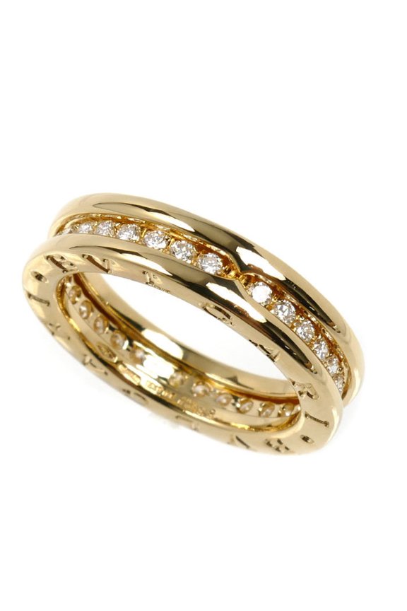 Pre-Owned BVLGARI B-zero1 18K Yellow Gold Full Diamond Ring, 53 Diamonds, 7.1g, Women's