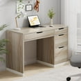 thumbnail image 5 of DreamCurship 48 inch Computer Desk with 4 File Drawers, Study Desk with Filing Cabinet and Storage, Home Office Desk for Small Space, Walnut, 5 of 6
