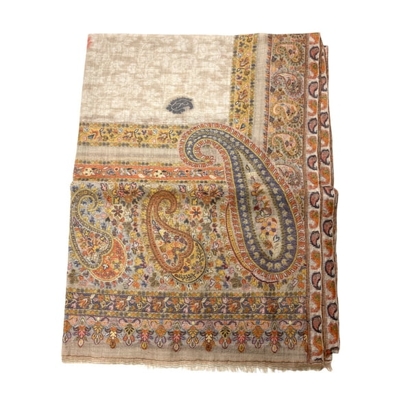 Buff Beige Scarves for Women Lightweight Floral Paisley Print in Gorgeous Color Combinations Accessory for Fall/Winter Long Wool Shawl Wrap Scarves