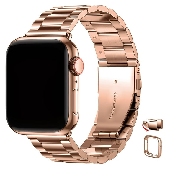 Wristitani Apple Watch Band for Women, iWatch Bands for Men, Stainless Steel Hand-Removable, Compatible with iWatch Series for Gift, Business, Party and Daily Style Matching Rose Gold 42mm