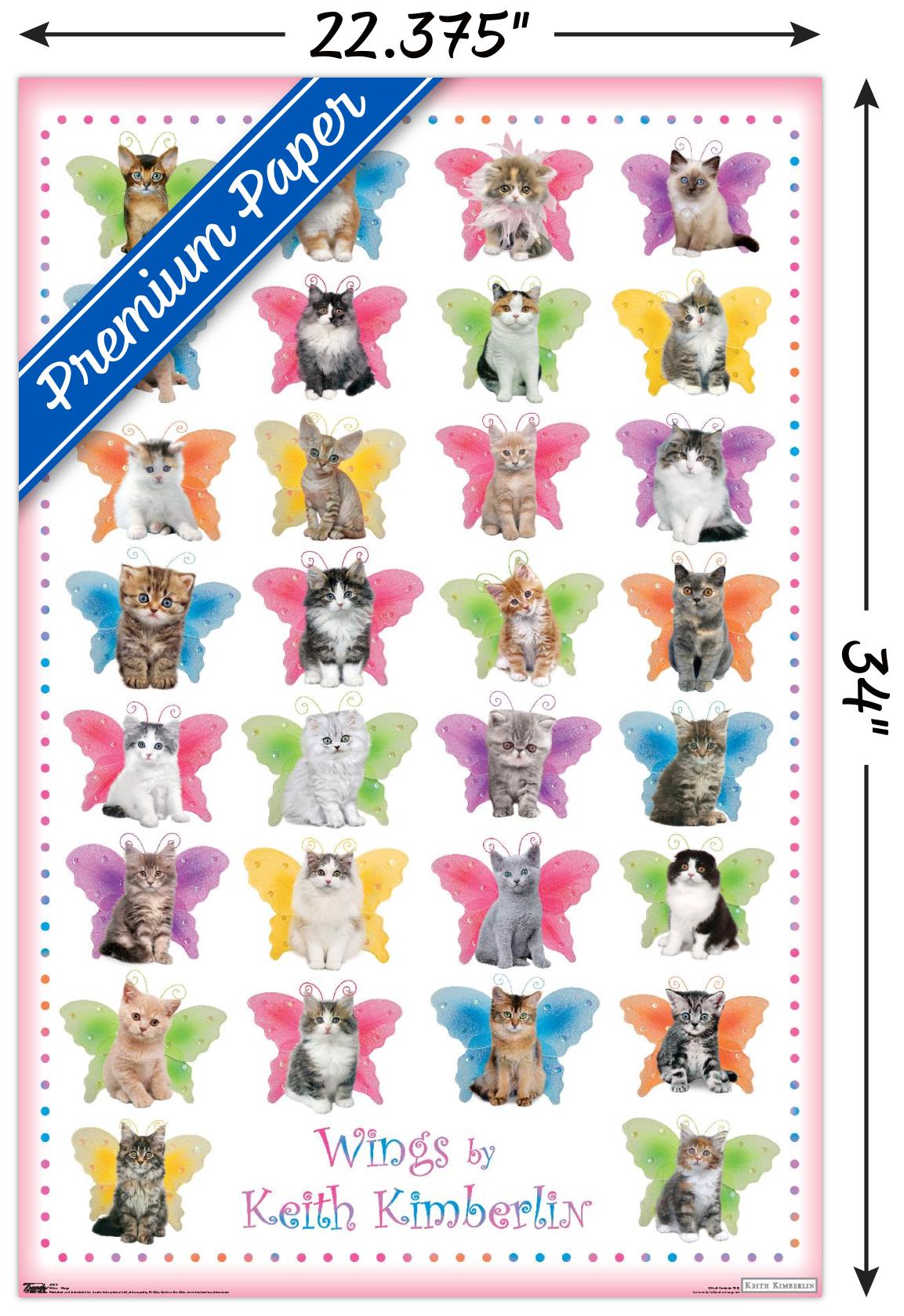 Keith Kimberlin - Kittens with Butterfly Wings Wall Poster, 22.375" x 34"