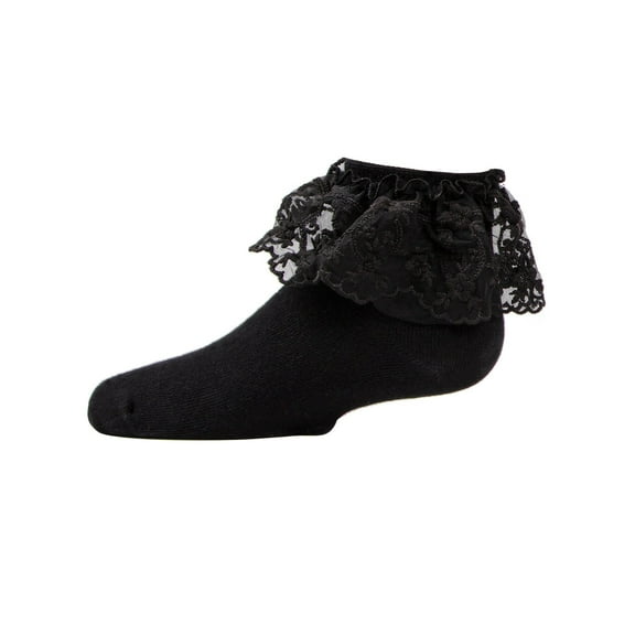 MeMoi Hello Darlin Flower Petal Anklet | Girls Ankle Socks by MeMoi 4 / Black MKF 6028