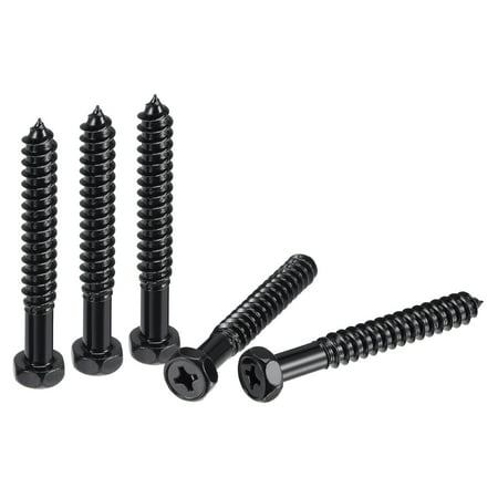 

Uxcell Hex Lag Screws Carbon Steel Half Thread Self-Tapping Bolts for Deck Building Black 5/16 x 2-1/2 10pcs
