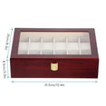 thumbnail image 3 of Uten 12-Slot Wooden Watch Box Case for Men, Watch Collection & Display Organizer with Glass Top & Velvet Lining, Red, 3 of 8