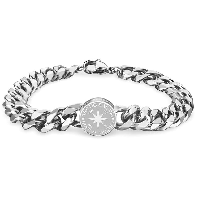 Pulsera BERING Arctic Symphony plateada de acero inoxidable para hombre