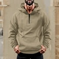 thumbnail image 5 of cocolona Mens Half-Zipper Hoodies Fall Casual Long Sleeve Hooded Sweatshirts Outdoor Sports Pullover Hoodie Beige 3XL, 5 of 6