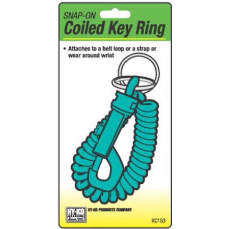 Hy-Ko Products KC153 Coiled Key Ring With Plastic Snap - Pack Of 5