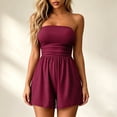 thumbnail image 2 of Inleife Women's Casual Strapless Tube Romper Fashion Ladies Elastic High Waist Ruched Detail Loose Fit Short Jumpsuit, 2 of 6