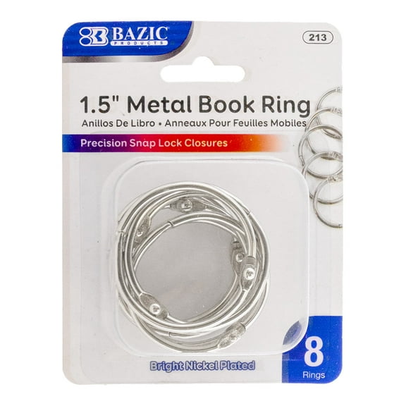 BAZIC Products 1.5 in Office Book Rings, 8 Count