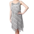 thumbnail image 1 of Vestido de mujer con lentejuelas y flecos, vestido de baile de los años 20, vestido suspendido latino 3XL, 1 of 8