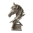 thumbnail image 2 of Estatuilla de resina, estatua de cabeza de caballo, obra de arte, escultura de Animal artesanal, adorno para escritorio, chimenea interior, inauguraci Gris, 2 of 9