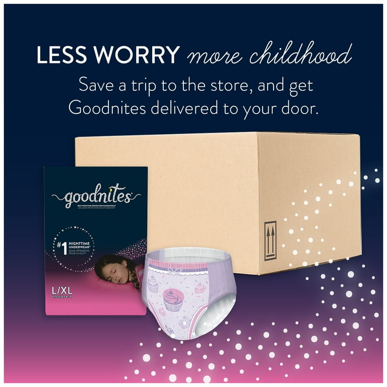 Goodnites Girls' Nighttime Bedwetting Underwear - L/XL - Giga Pack - 34ct