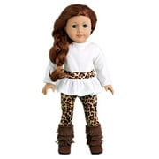 DreamWorld Collections - Fashion Safari - 3 Piece Outfit - Ivory Velvet Tunic, Cheetah Leggings and Fringed Boots - Clothes Fits 18 Inch American Girl Doll (Doll Not Included)