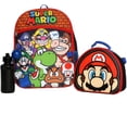 thumbnail image 1 of Conjunto de mochila 4 piezas Super Mario Bros Bolsa escolar con bolsillos delanteros y laterales Bolsa de almuerzo con botella de agua y juguete Squish Ball Nintendo, 1 of 3