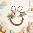 thumbnail image 4 of Gqtwoy Easter Bunny Floral Wreath, Artificial Wicker Door Decor, Spring Home Accent, Multicolor Easter Decorations, LED Lighted Centerpiece, Rattan Flower Arrangement, 4 of 6