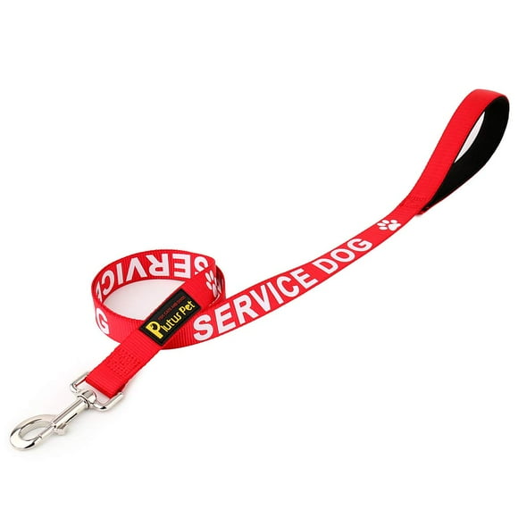 Correa para perros de servicio Plutus Pet Service, acolchada en neopreno, color rojo, 1,2 m
