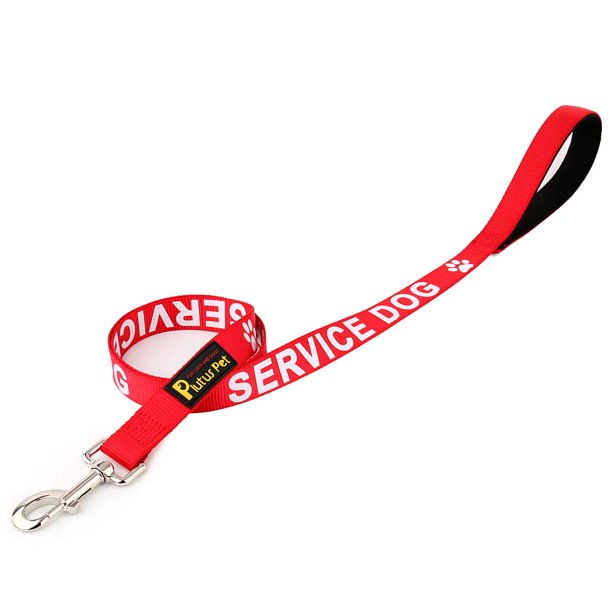 Correa para perros de servicio Plutus Pet Service, acolchada en neopreno, color rojo, 1,2 m