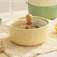thumbnail image 7 of Ceramic Double-Handle Soup Bowl with Lid, Microwave/Dishwasher-Safe Tableware for Office Lunches/Quick Meals - Heat-Resistant Serving Dish, 7 of 7