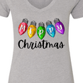 thumbnail image 4 of Inktastic Merry Christmas Rainbow Holiday Lights Women's V-Neck T-Shirt, 4 of 5