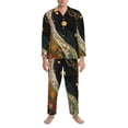 thumbnail image 3 of Rocae Abstract Gold Floral Galaxy for Men's Pajamas Set Mens Pjs Sets Long Sleeve Button Down Sleepwear-Medium, 3 of 7