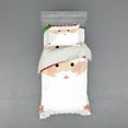 thumbnail image 2 of Christmas Duvet Cover Set, Cartoon Face of Santa with Pink Cheeks White Beard and Mistletoe on His Hat, Bedding Set with Shams and Fitted Sheet, 3 Sizes, by Ambesonne, 2 of 3