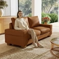 thumbnail image 3 of Poshby 71.25''W Faux Leather Loveseat 2 Seater Couch Sofa with Side Pockets for Living Room, Brown, 3 of 8