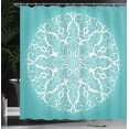 thumbnail image 4 of Ambesonne White Shower Curtain, Symmetrical Floral Curves, 69"Wx84"L, White, 4 of 5