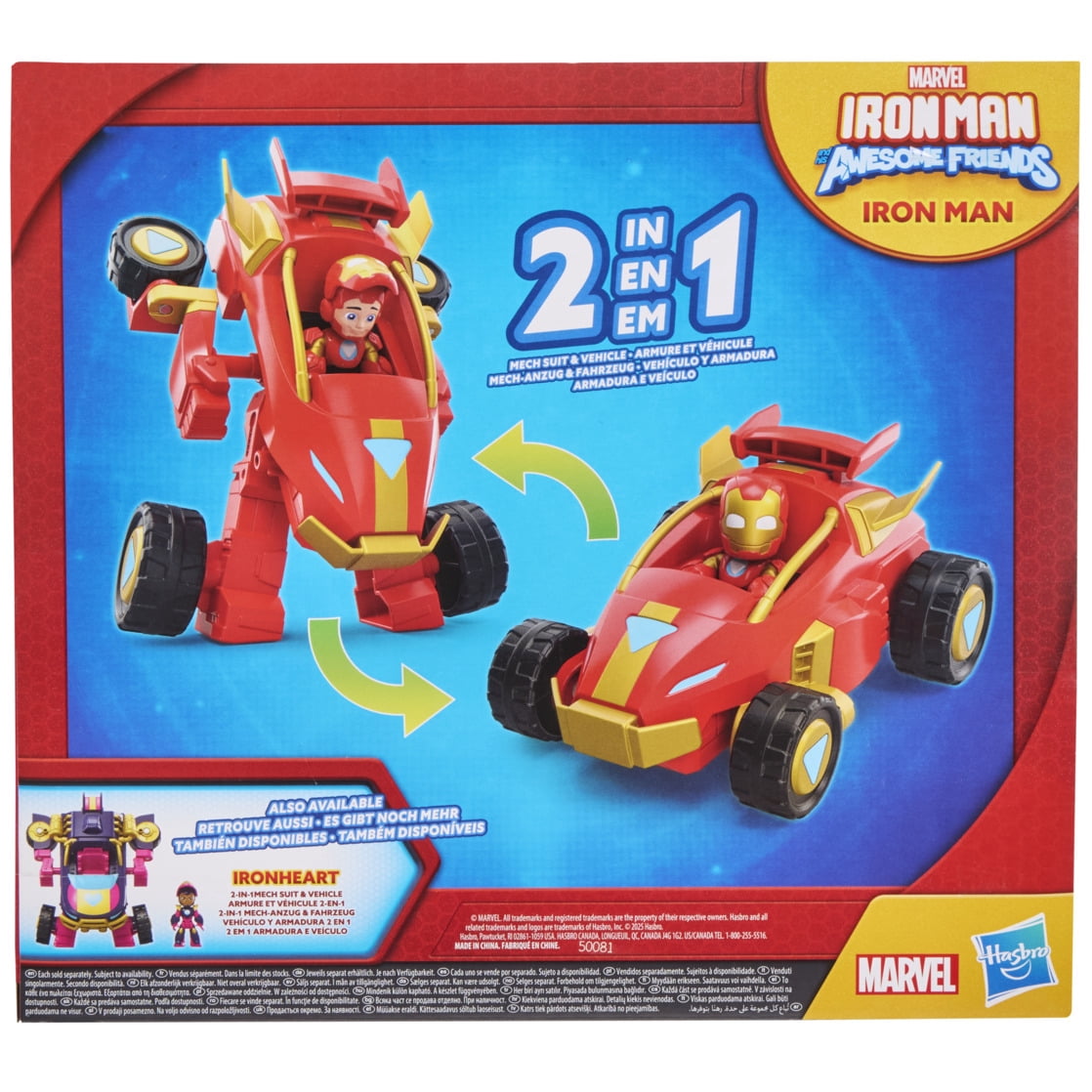 Marvel Iron Man and his Awesome Friends 2-In-1 Mech Suit & Vehicle Set for Kids Ages 3 and up